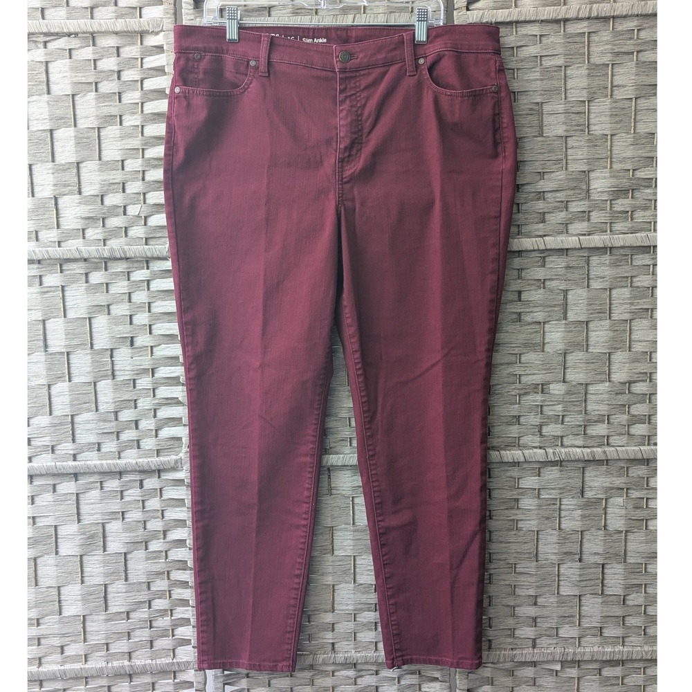 Talbots Slim Ankle Pants Burgundy Wine Flawless Stretch Sz 16 Fall Minimalist